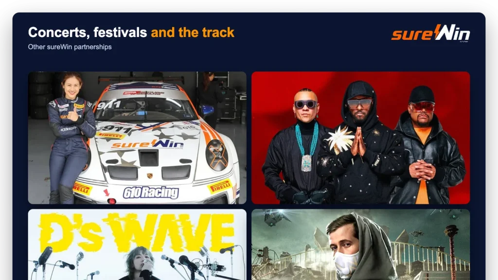 sureWin partnerships: Leona Chin at Sepang, Black Eyed Peas, DAESUNG D Wave tour and Alan Walker